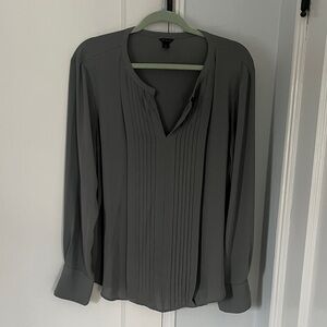 Ann Taylor Charcoal Pleated Blouse